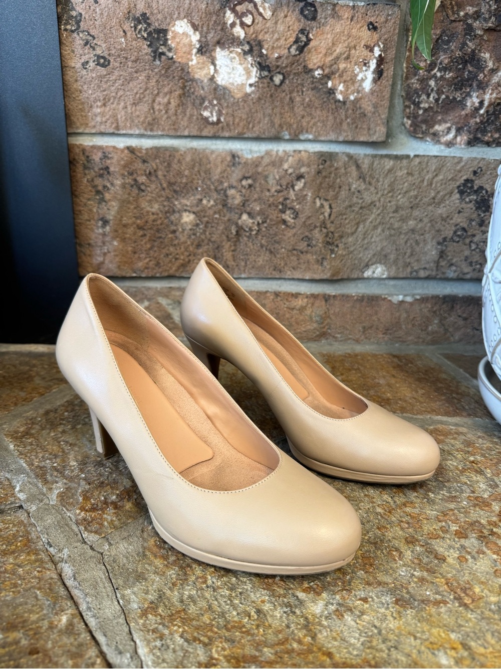 Naturalizer “Michelle” Nude Leather Pumps
